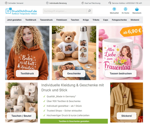 druckdichdrauf.de – Individuelle Textilien und Geschenke bedrucken lassen